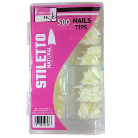 Tip natural stiletto 500 pz Fantasy Nails